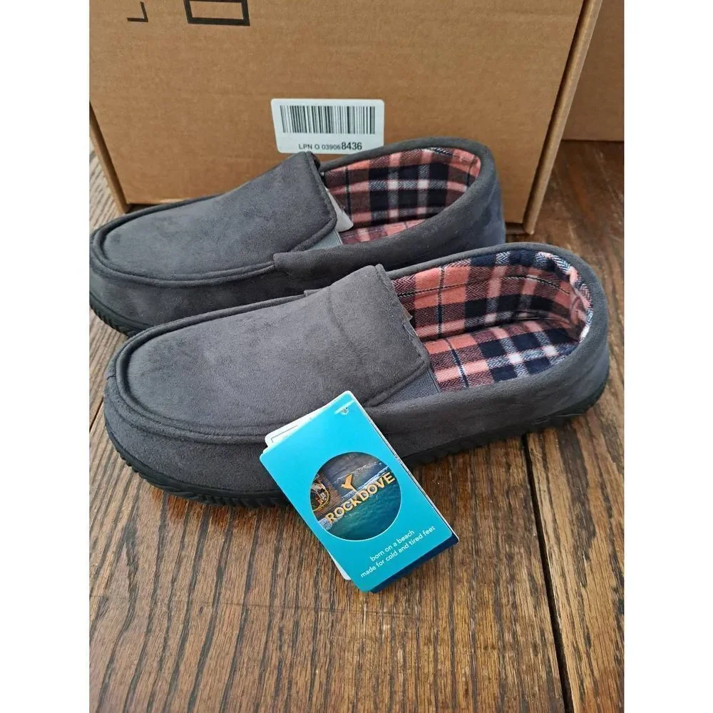 New Size 9 Rock Dove Grey Alexander Flannel Lined Loafer Slippers House Shoe NWT - Picture 8 of 12